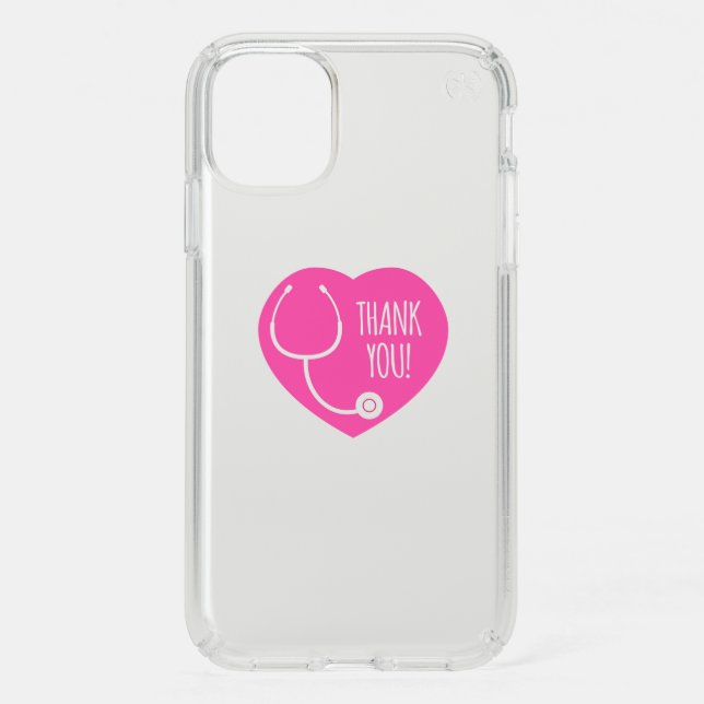 Thank You | Pink Heart Stethoscope Speck iPhone 11 Case (Front)