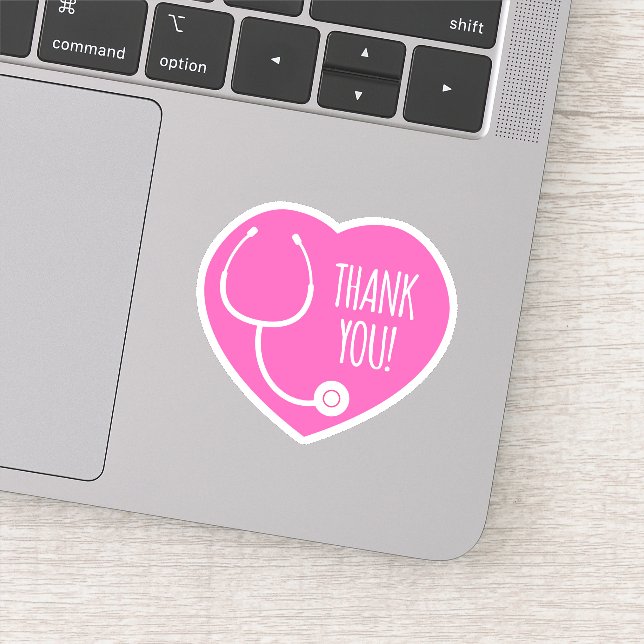 Thank You | Pink Heart Stethoscope Sticker (Detail)