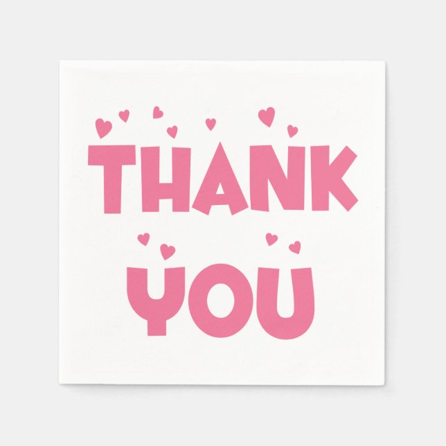 Thank You Pink Hearts Party Napkins (Front)