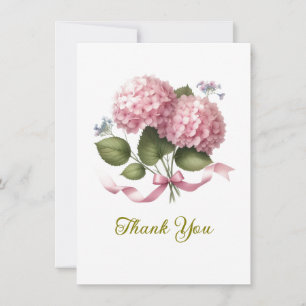 Thank You Pink Hydrangea Wedding Day  Card