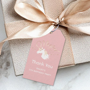 Thank You Pink Modern Magical Unicorn Gift Tags