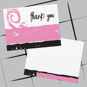 Thank You Pink Modern Stylish Custom Flat Card by BiskerVille at Zazzle