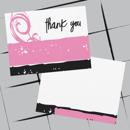 Thank You Pink Modern Stylish Custom Flat Card
