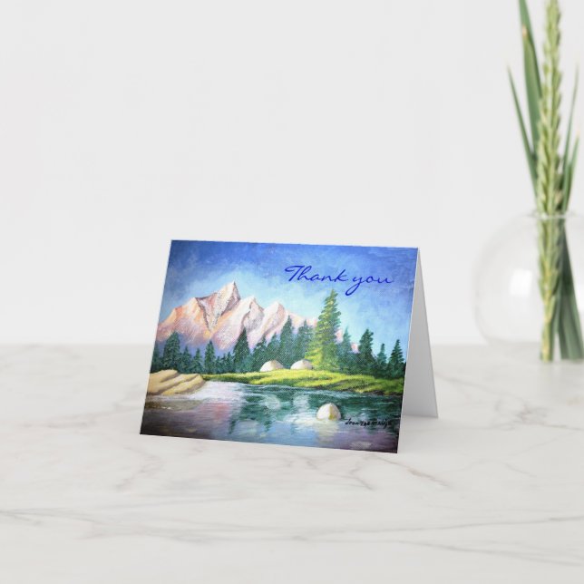 Thank you Pink Mountain Painting Note Card (Front)