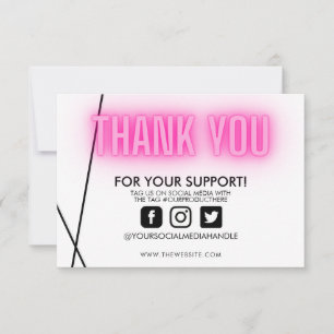 Thank you Pink Neon Trendy Custom Media Insert