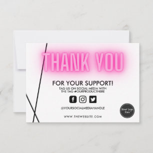 Thank you Pink Neon Trendy Custom Media Insert