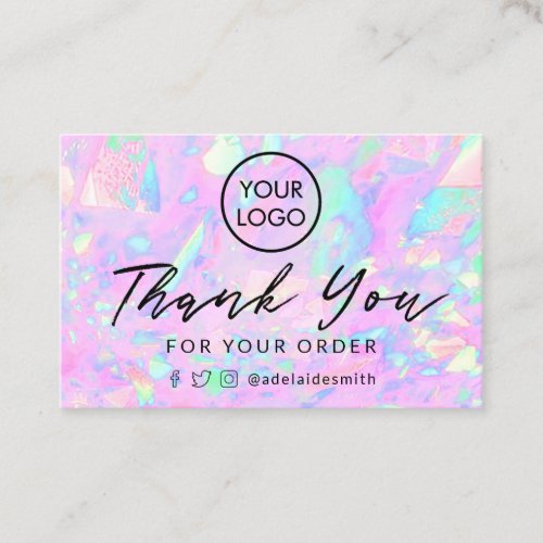 thank you pink opal background business card