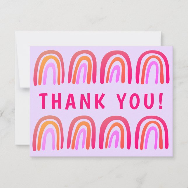 THANK YOU Pink Orange Colorful Sweet Rainbow Card (Front)