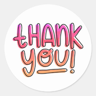 Thank You Pink Orange Gradient Thanks for Business Classic Round Sticker