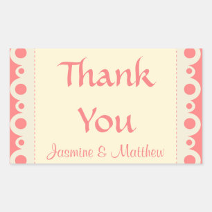 Thank You Pink Personalized Dot Wedding Sticker