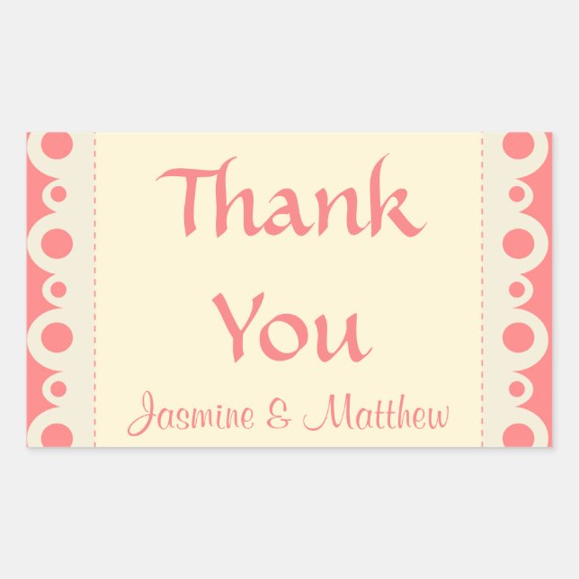 Thank You Pink Personalized Dot Wedding Sticker (Front)