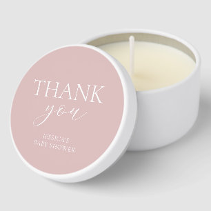 Thank You Pink Personalized Elegant Baby Shower Mini Candle Favors