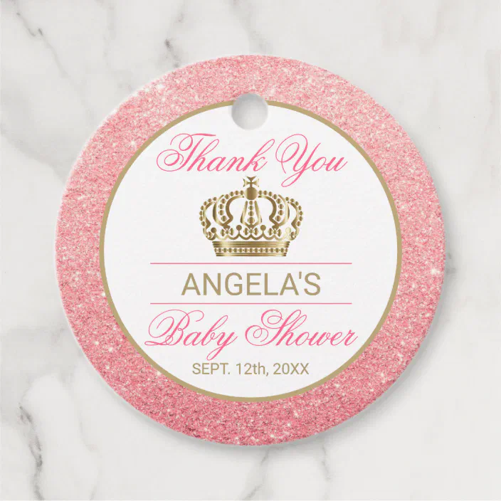Thank You Pink Princess Gold Crown Baby Shower Favor Tags Zazzle Com