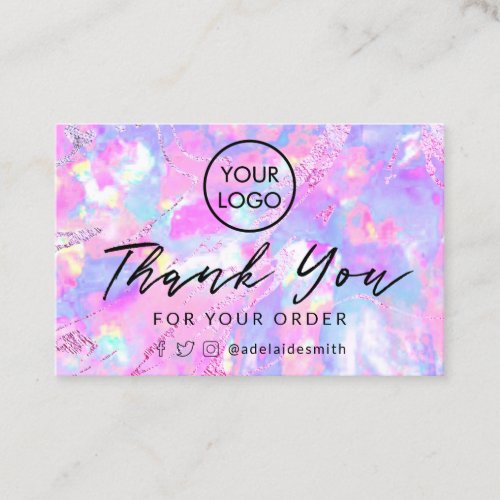 thank you pink purple opal business card