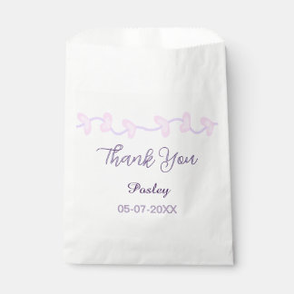 thank you pink purple pastel wedding name date lea favor bag