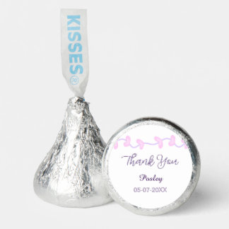 thank you pink purple pastel wedding name date lea hershey®'s kisses®