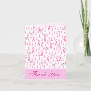 Thank You,Pink Ribbons-I Care!_ Letterpress Thank You Card