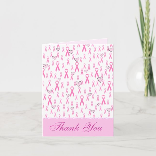Thank You,Pink Ribbons-I Care!_ Thank You Card (Front)