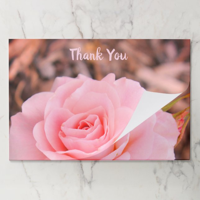 Thank You Pink Rose Paper Placemat (Folded)