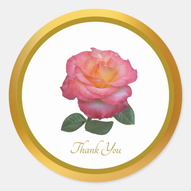 Thank You Pink Rose Sticker (Front)