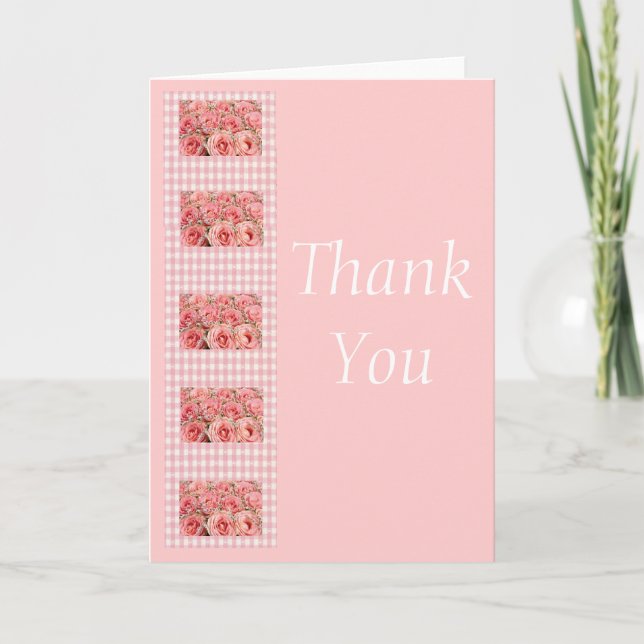Thank You Pink Roses and Gingham (Front)