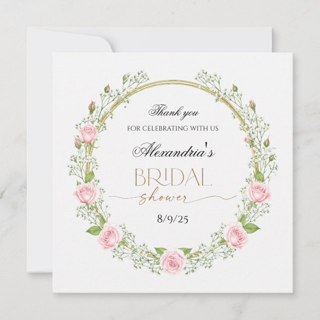 Thank you Pink Roses & Baby’s Breathe Card (Front)