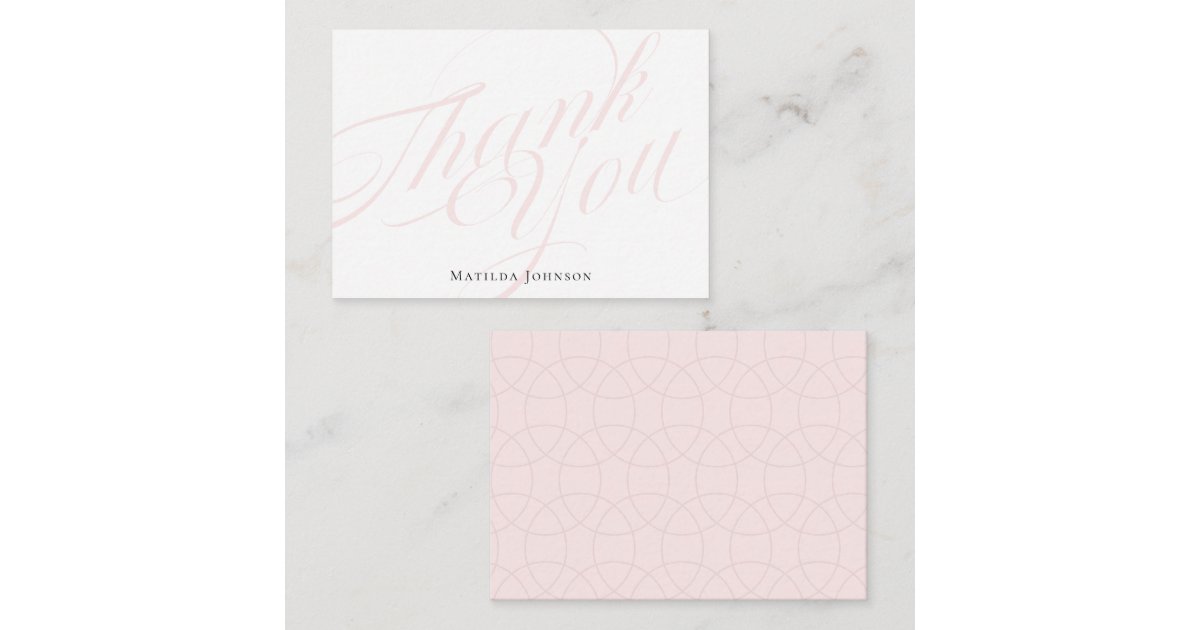 Thank You Pink Script Calligraphy Simple Classy Note Card | Zazzle