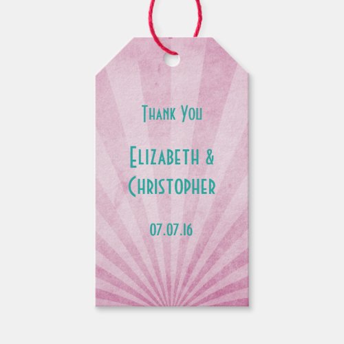 Thank You Pink Sunrays with a Shabby Texture Gift Tags