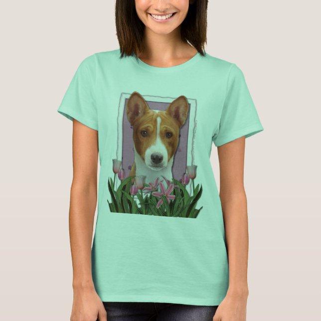 Thank You - Pink Tulips - Basenji T-Shirt (Front)