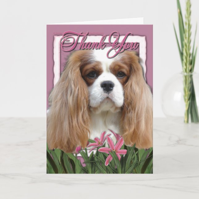 Thank You - Pink Tulips - Cavalier - Blenheim (Front)