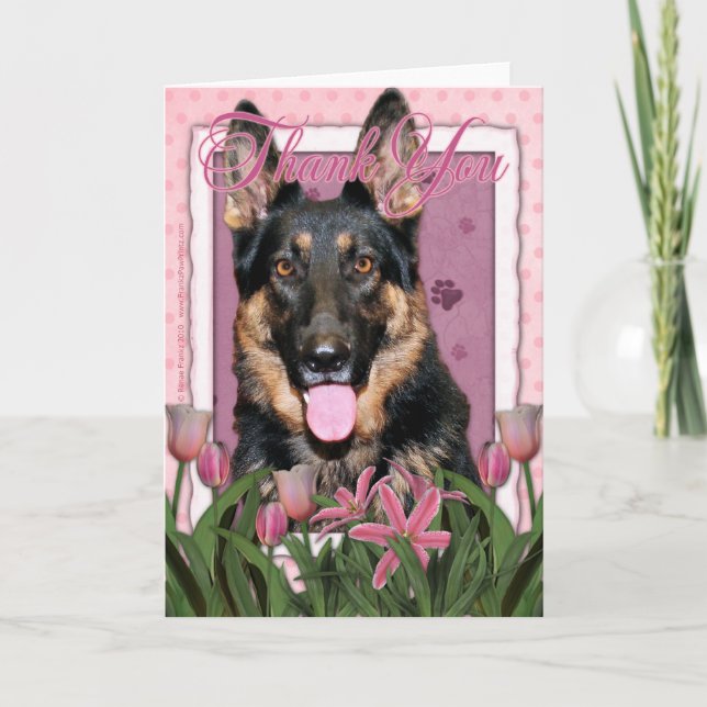 Thank You - Pink Tulips - German Shepherd - Kuno (Front)