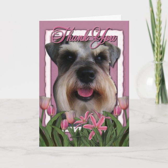 Thank You - Pink Tulips - Schnauzer Card (Front)