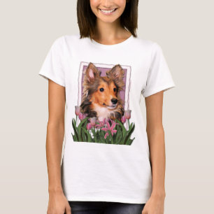 Thank You - Pink Tulips - Sheltie Puppy - Cooper T-Shirt
