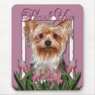 Thank You - Pink Tulips - Yorkshire Terrier Mouse Pad