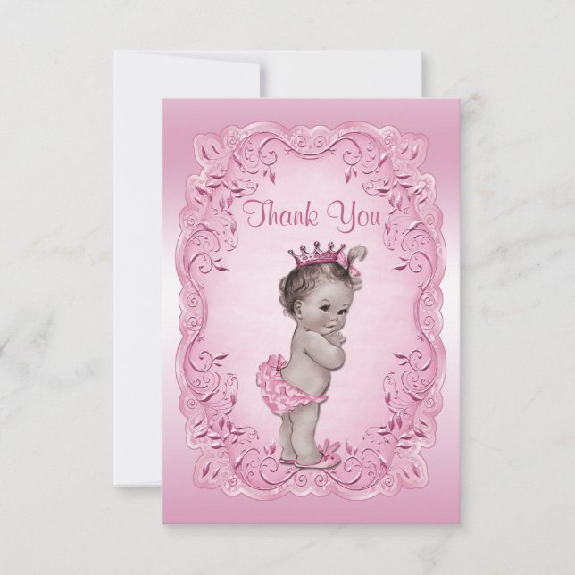 Thank You Pink Vintage Princess Baby Shower (Front)