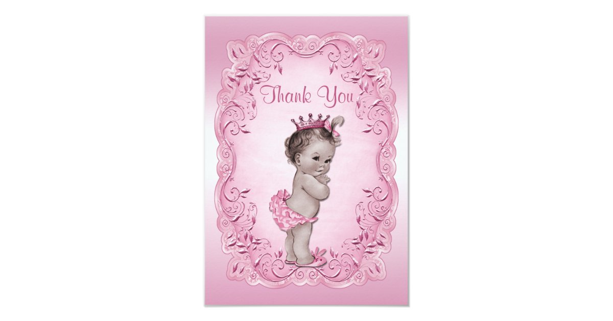 Thank You Pink Vintage Princess Baby Shower Card | Zazzle