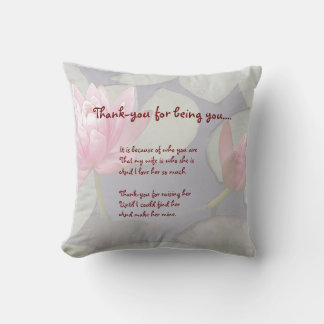 Thank-you Pink Water Lily Mother-in-Law Pillow