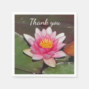 Thank You Pink Water Lily Photo Appreciation Napkins