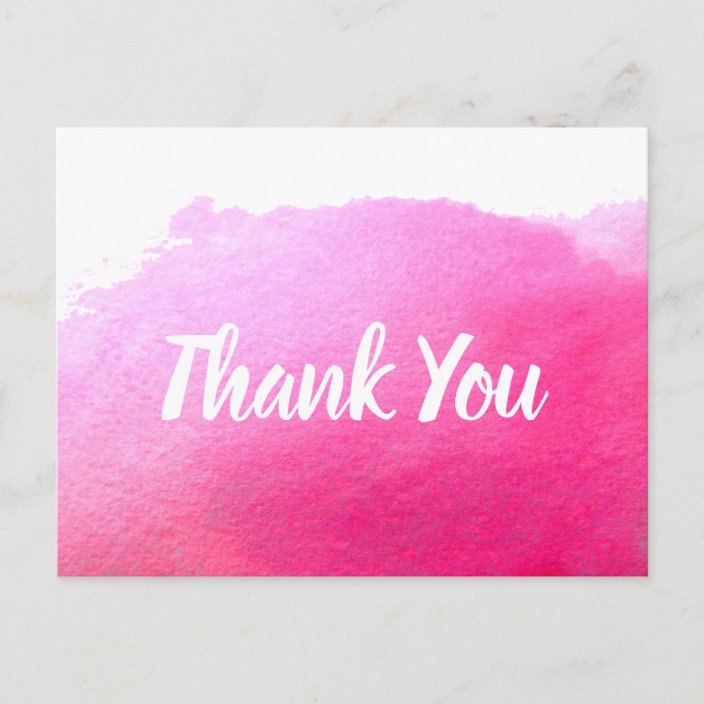 Thank You pink watercolor art quote Postcard | Zazzle.com