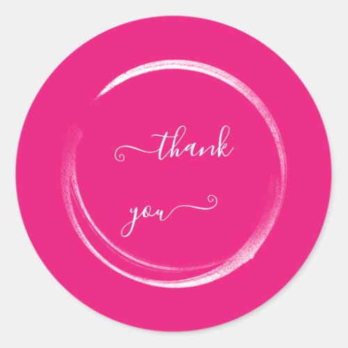 Thank You Pink White Wedding Bridal Shower  Classic Round Sticker