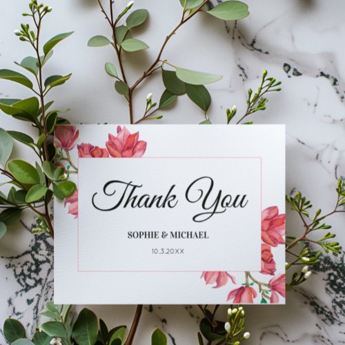 Thank You Pink White Wedding Floral Magnolia Postcard