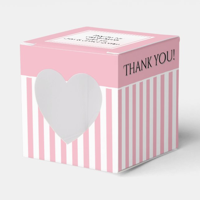 Thank You Pink/White /White Stripes Pattern Favor Boxes (Front Side)