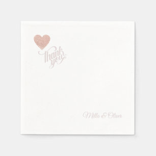 Thank you Pinkish Love Heart Wedding Napkins