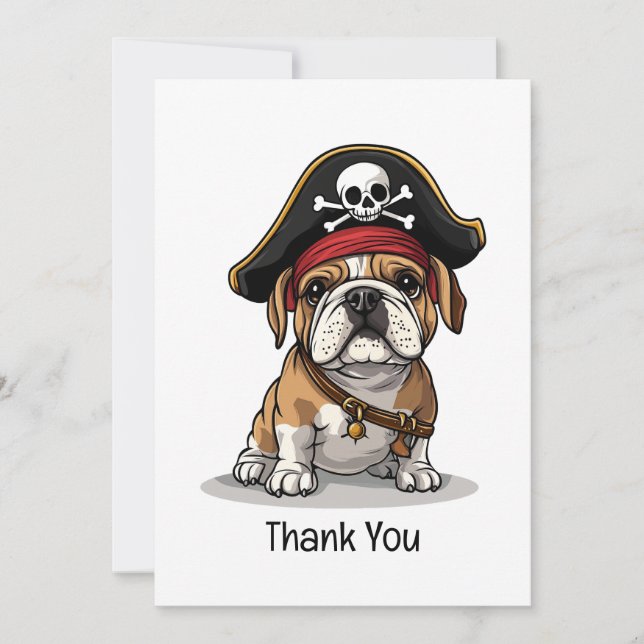 Thank You Pirate English Bulldog Skull (Front)