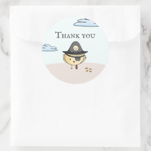 Thank You Pirate Eye Patch Bird Party Classic Round Sticker