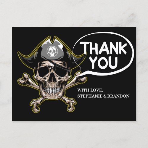 Thank You Pirate theme Party Adult Skull Bones Postcard