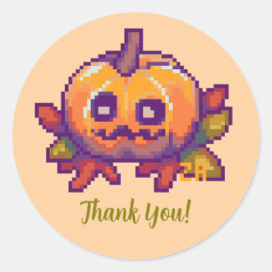 Thank You Pixel Art, Pixelart Pumpkin Classic Round Sticker