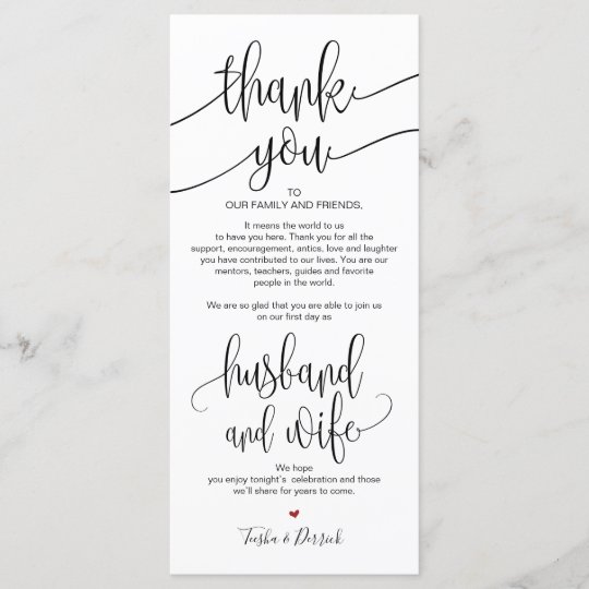 Thank you Place Setting Card for Wedding Dinner v1 | Zazzle.com