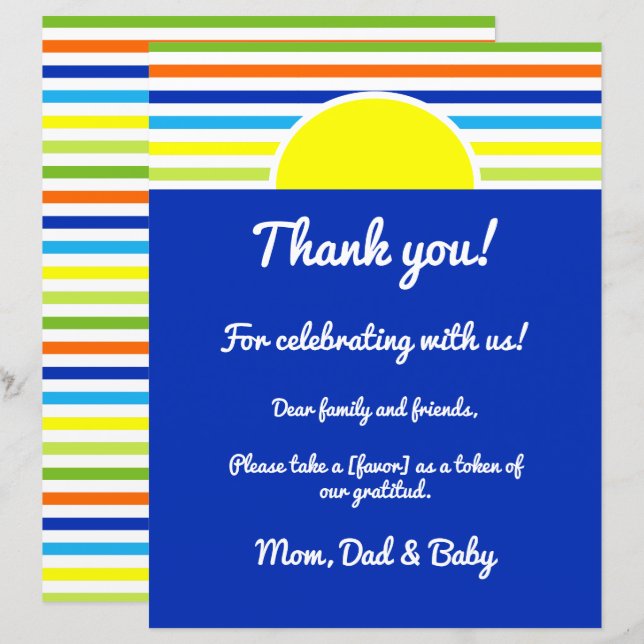 Thank You Please Take Favor Summer Stripes Shower (Front/Back)
