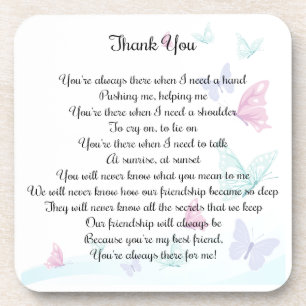 Thank You Poem Drink Coaster